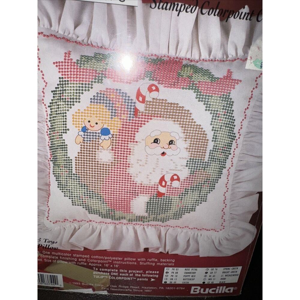 COLORPOINT Paint Stitching Pillow Kit Santa Claus & Toys 1993 Bucilla New